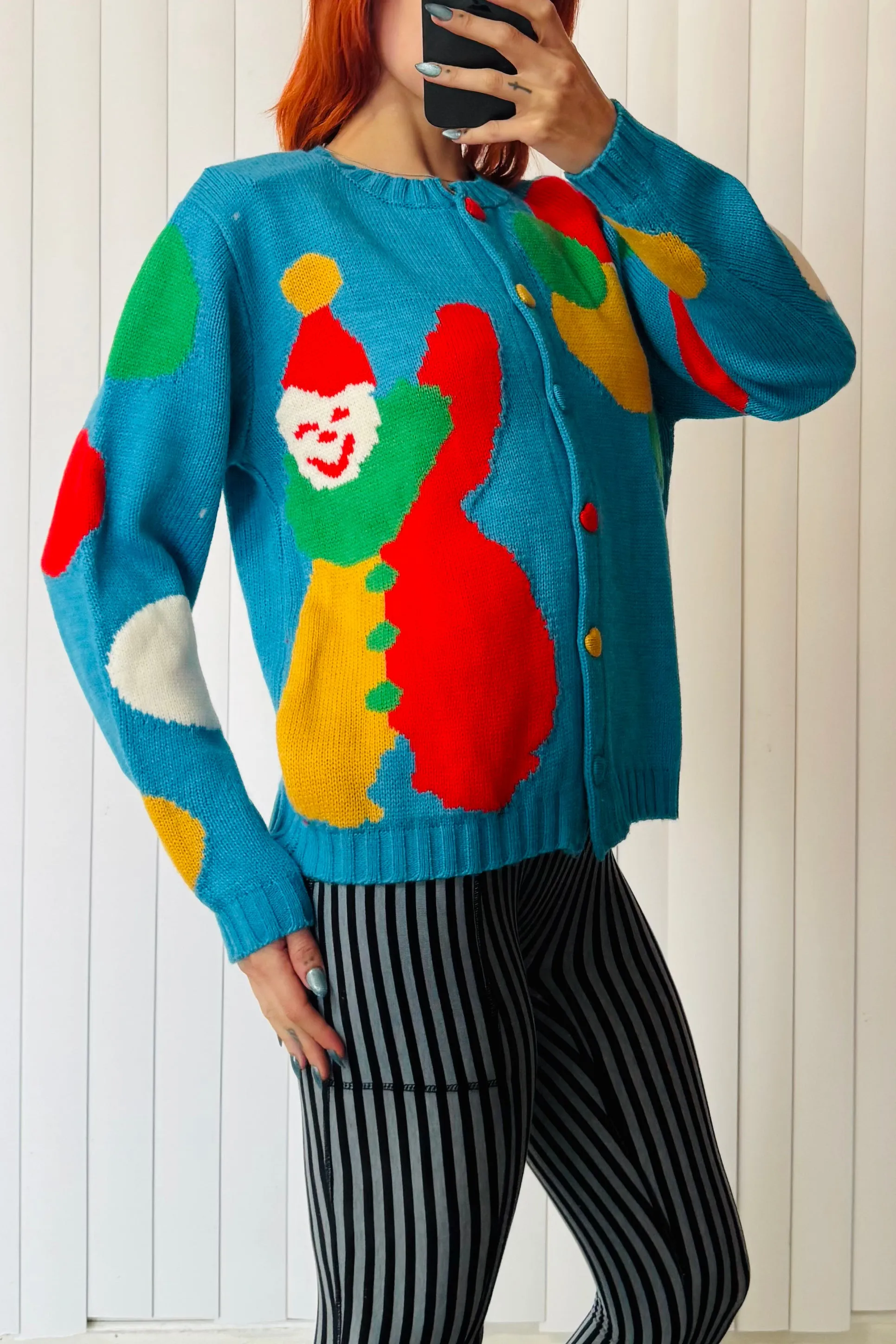 SAMPLE #641 - S/M Blue Clown Sweater cotton sold by Fashion Brand Company product image thumbnail 2