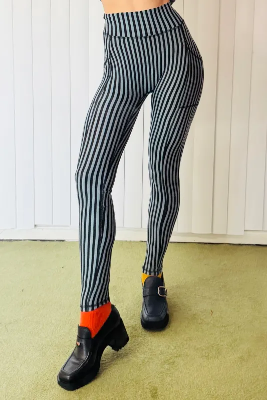 SAMPLE #643 - XS Striped Wool Tencel/tencel leggings made by Fashion Brand Company