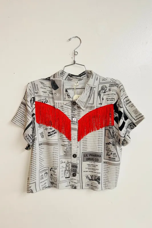 Scrap Linen Blouse #2 - S White Pages made by Fashion Brand Company