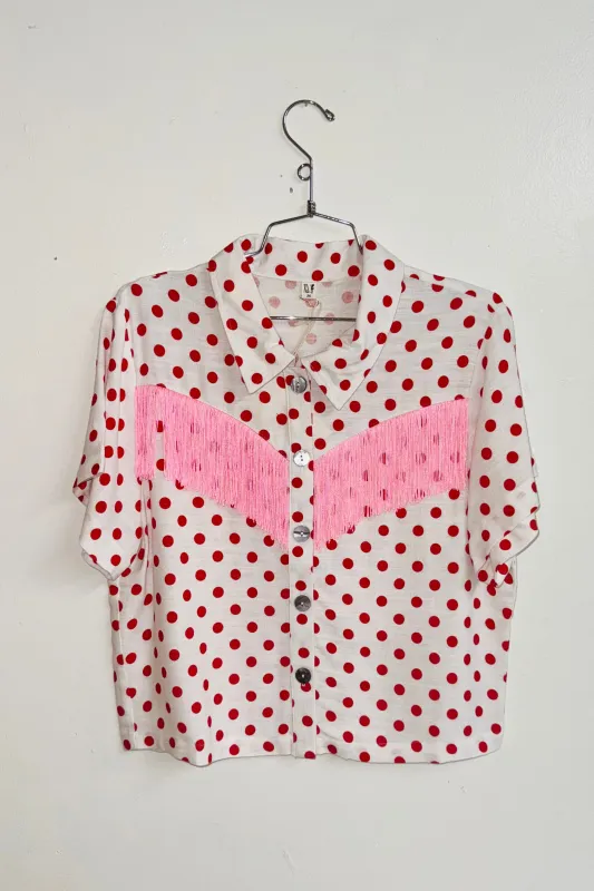 Scrap Linen Blouse #7 - M Red Polka Dot made by Fashion Brand Company
