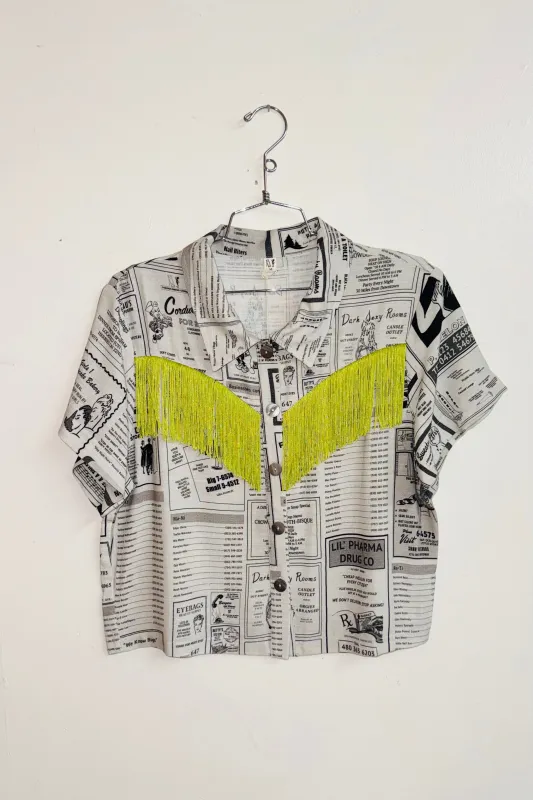 Scrap Linen Blouse #11 - M White Pages sold by Fashion Brand Company