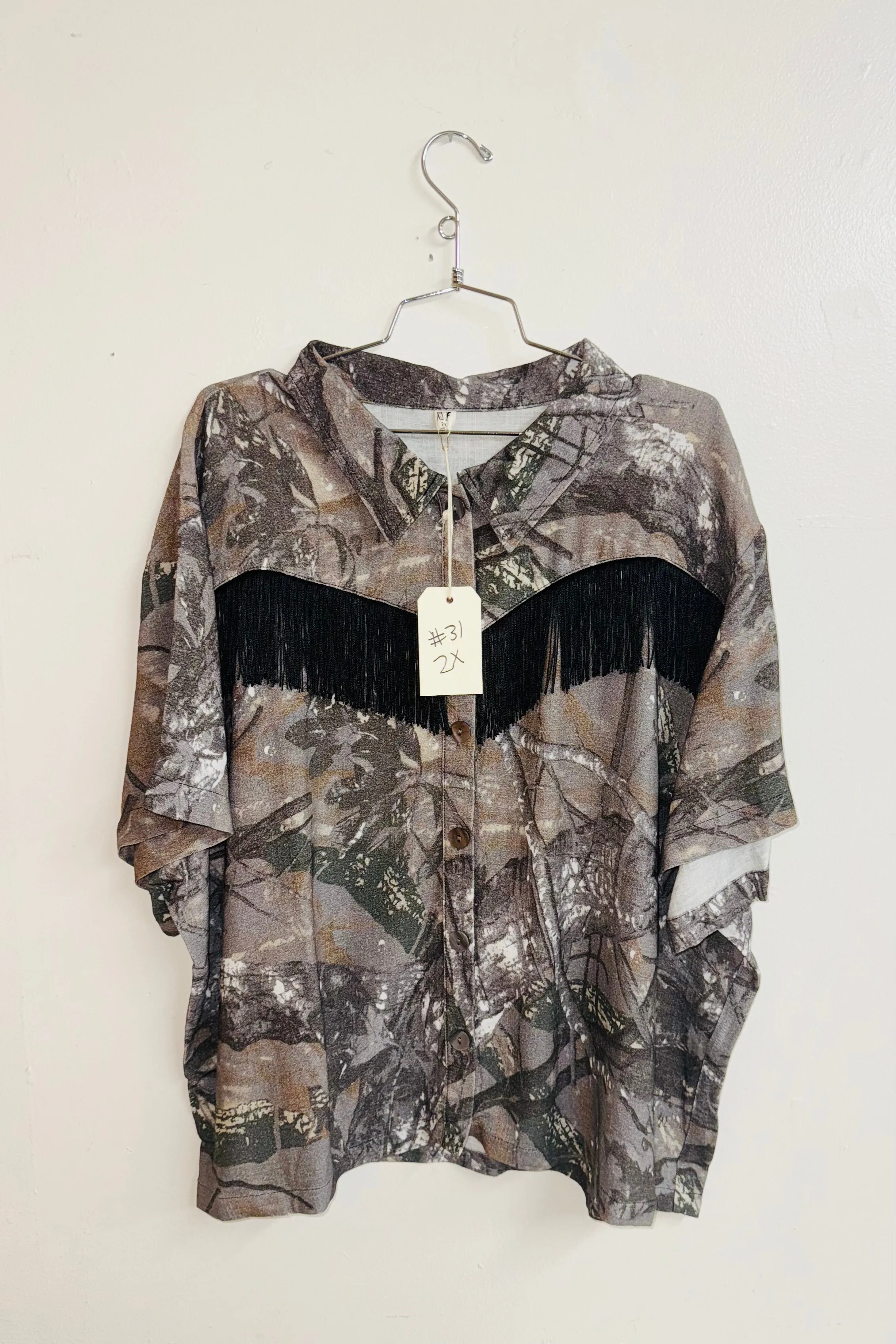 Scrap Linen Blouse #31 - 2X Camo sold by Fashion Brand Company