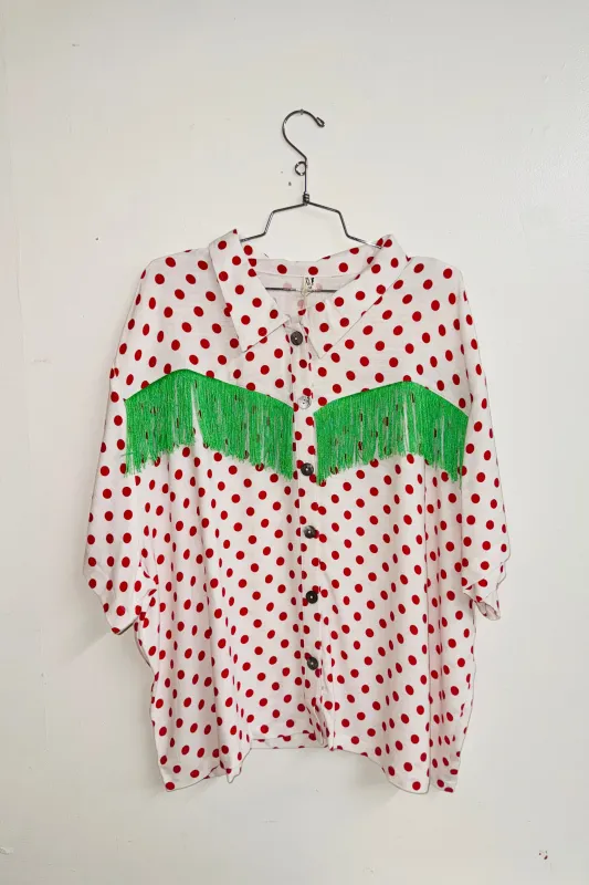 Scrap Linen Blouse #32 - 3X Red Polka Dot sold by Fashion Brand Company