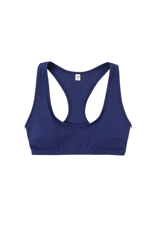 5 left - MISTAKE Scoop Yoga Bra Navy Sporty made by Fashion Brand Company