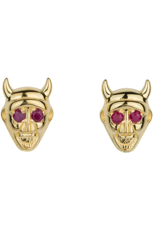 Double Devils Ruby 14K Gold Fill Stud Earrings sold by Fashion Brand Company