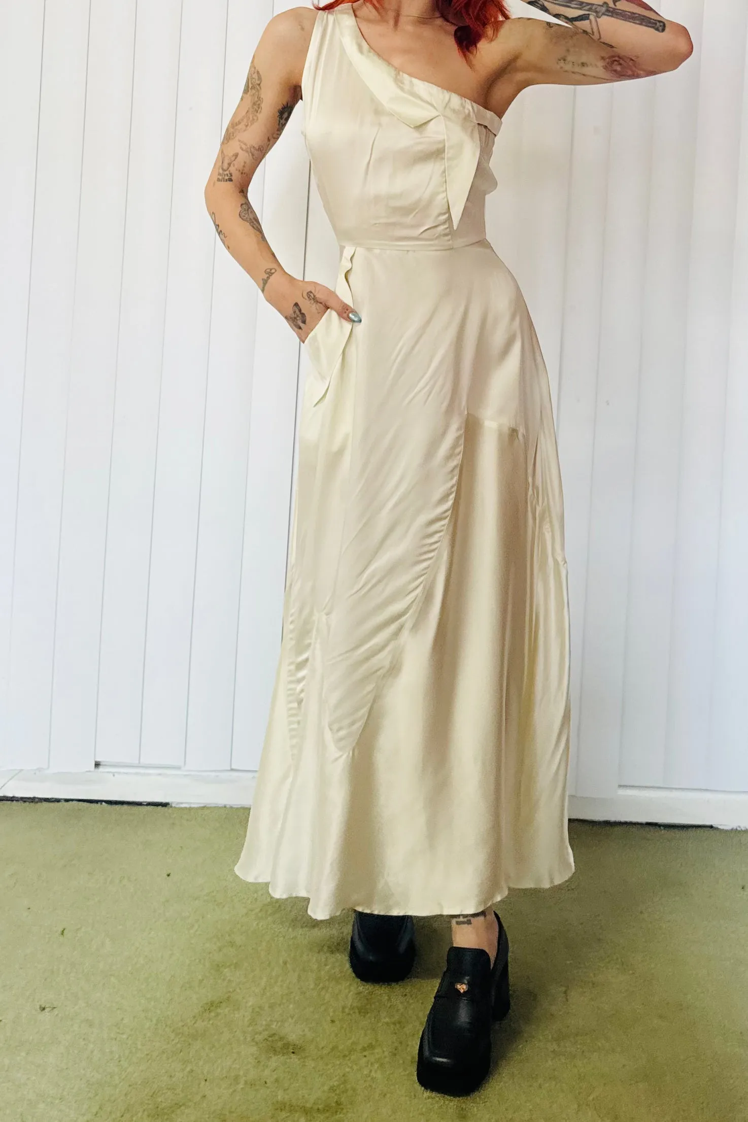 SAMPLE #662 - S Cream silk Cinderella Maxi Dress sold by Fashion Brand Company