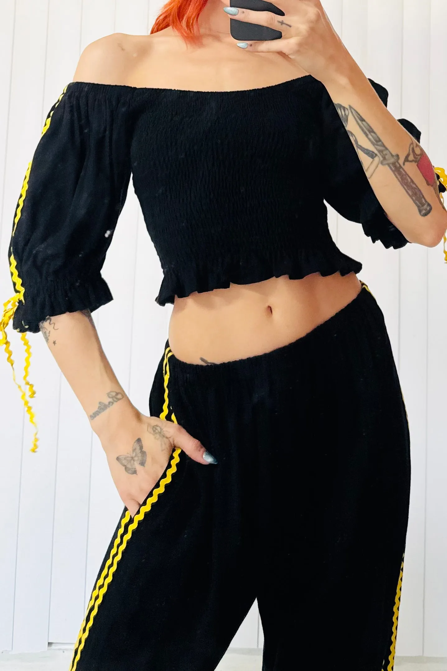 SAMPLE #665 - S Black Ric Rac Smocked Top sold by Fashion Brand Company product image thumbnail 2
