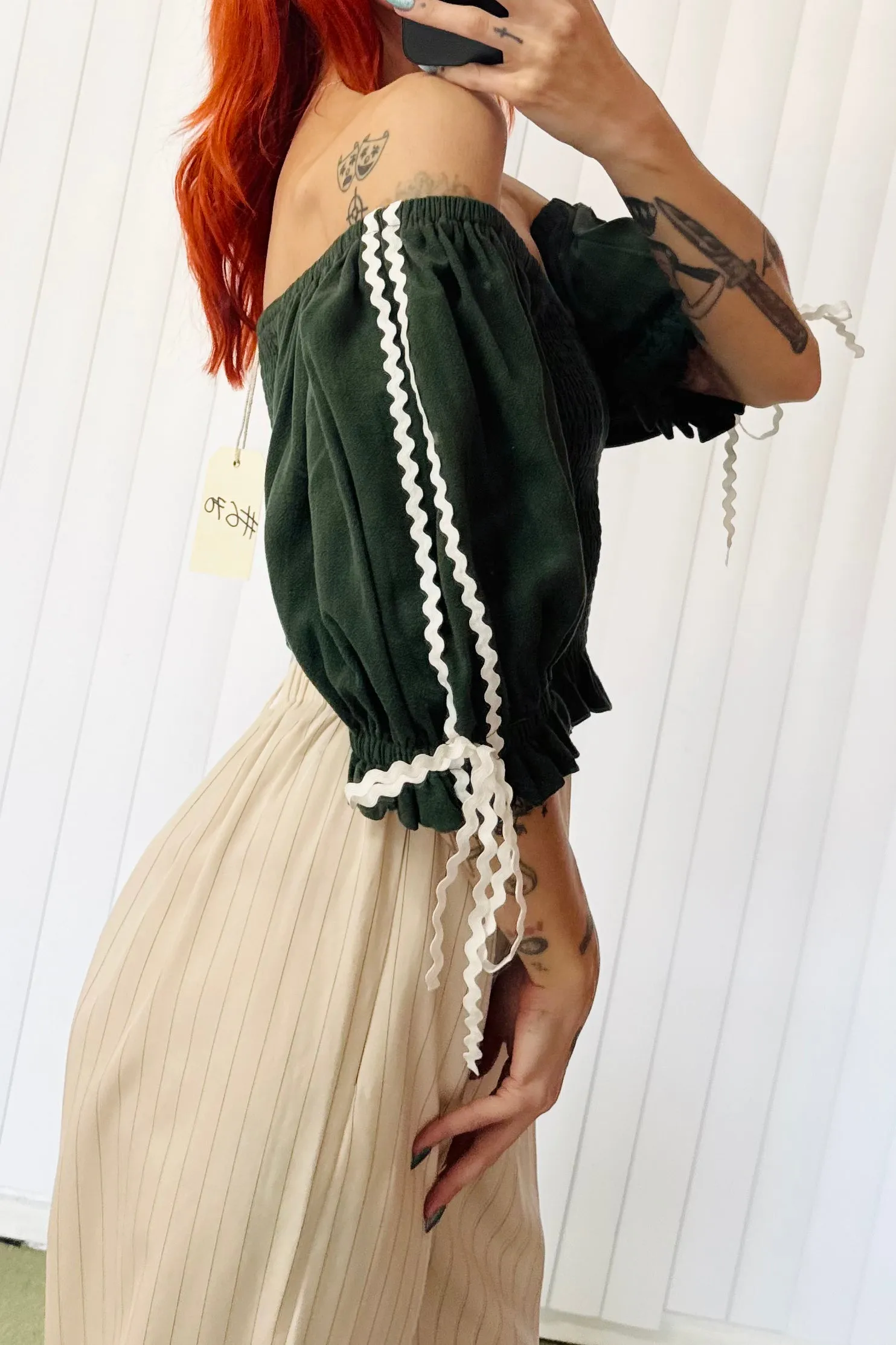 SAMPLE #670 - S Green Ric Rac Smocked Top sold by Fashion Brand Company product image thumbnail 3