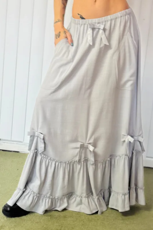 SAMPLE #659 - S Grey Bow Maxi Skirt made by Fashion Brand Company