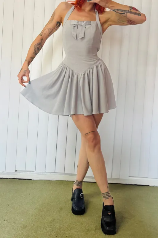 SAMPLE #644 - S Grey Halter Mini Dress made by Fashion Brand Company