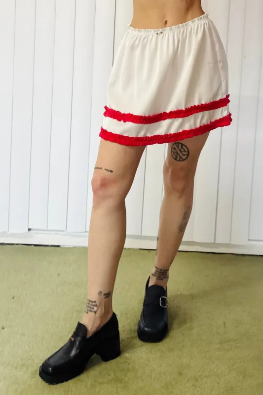 SAMPLE #657 - S Red Ruffle Cake Skirt made by Fashion Brand Company