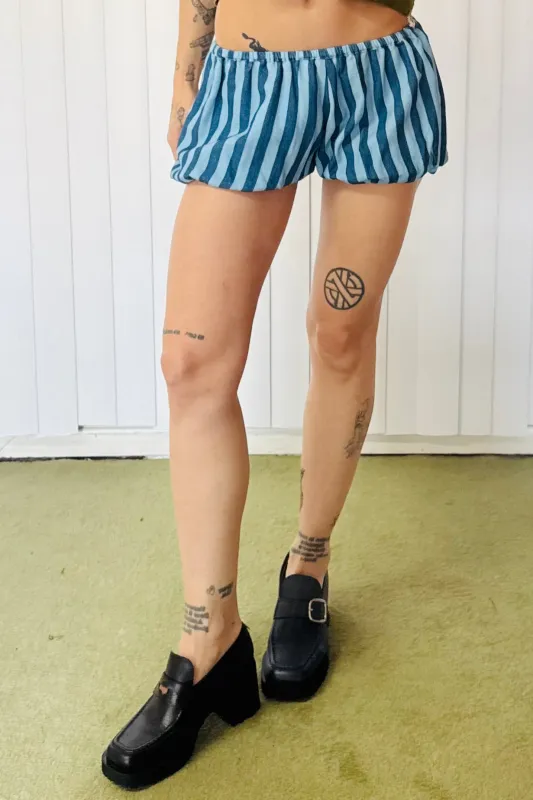 SAMPLE #653 - S Blue Stripe Linen Bloomers sold by Fashion Brand Company