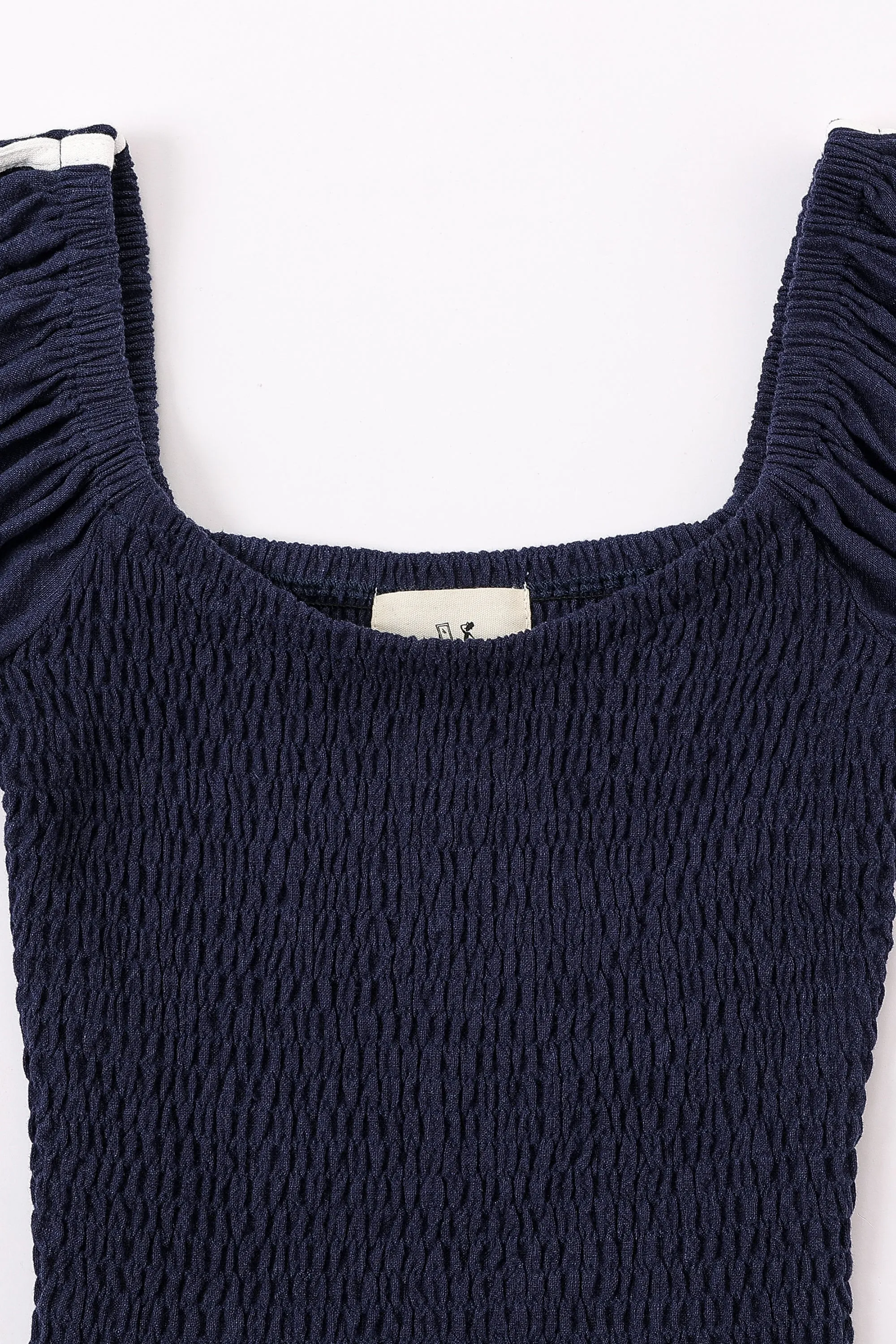 Smocked Blouse Soft Linen Navy Sporty sold by Fashion Brand Company product image thumbnail 4