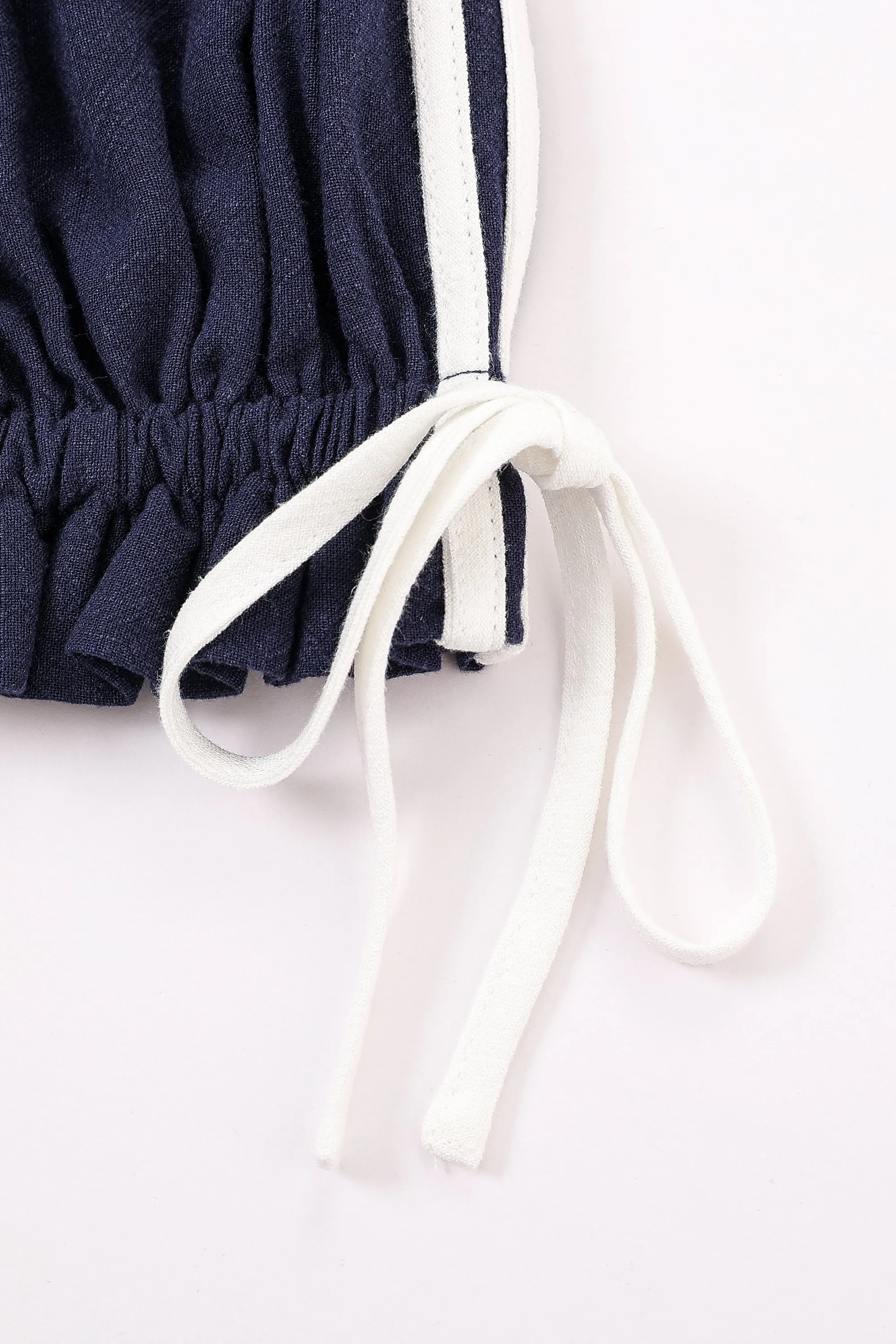 Smocked Blouse Soft Linen Navy Sporty sold by Fashion Brand Company product image thumbnail 3