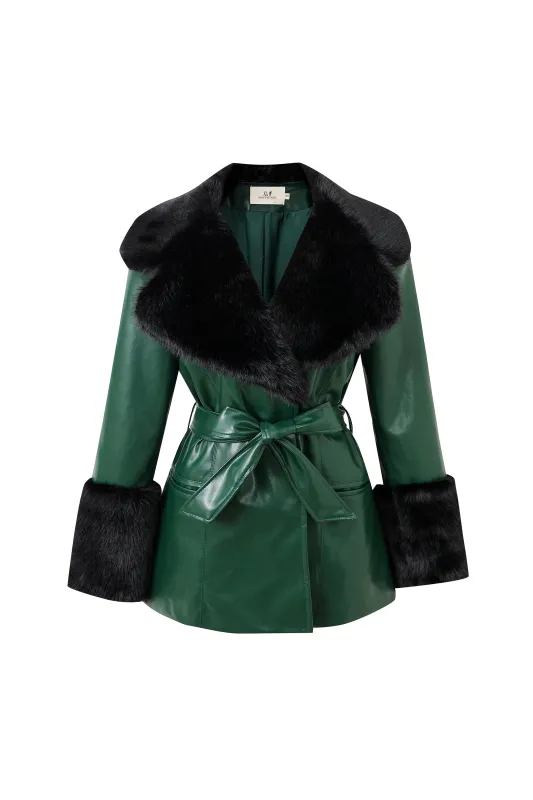 Penny Coat Plant Leather Green sold by Fashion Brand Company