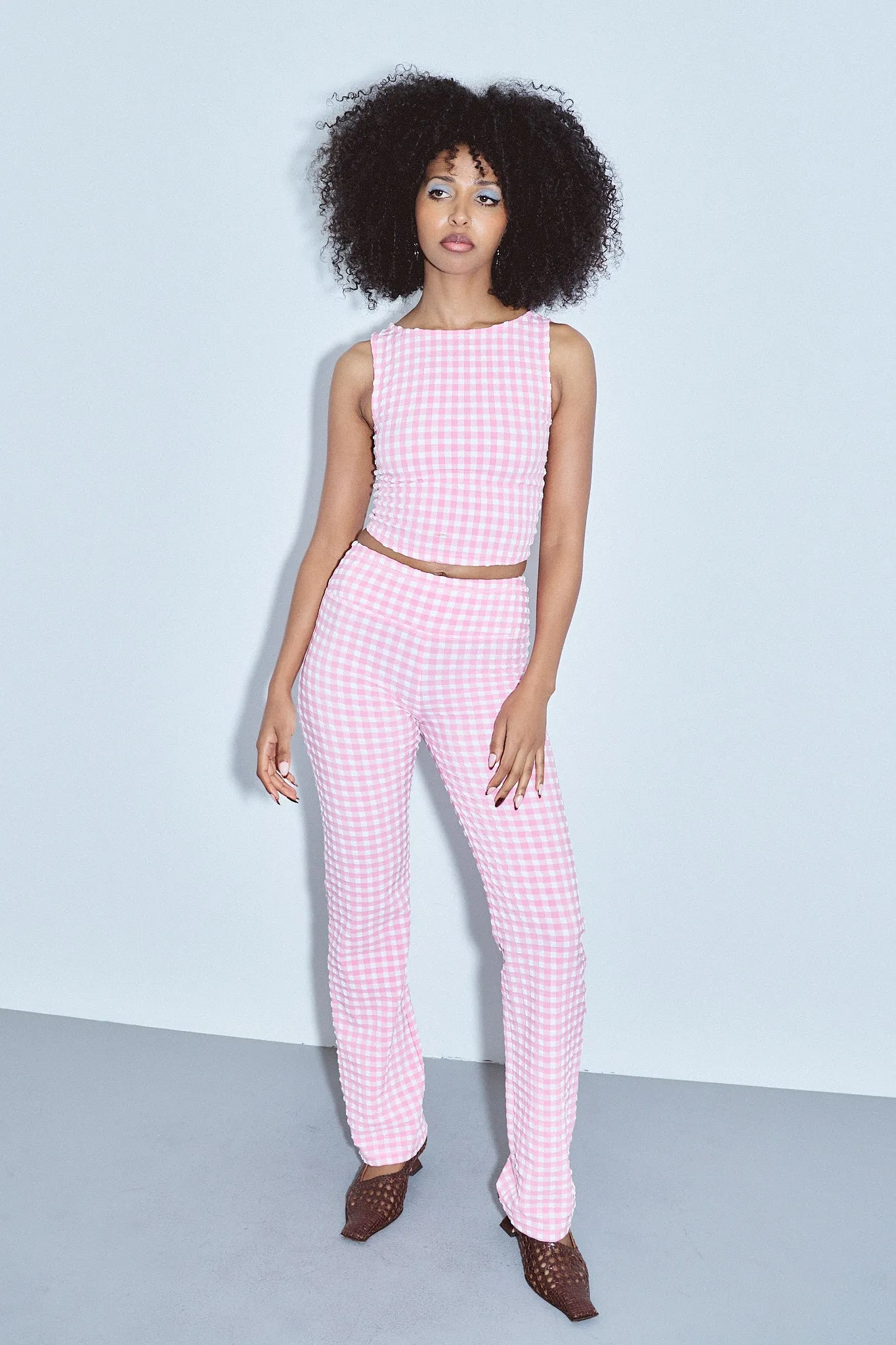 Stretch Pants Pink Gingham sold by Fashion Brand Company product image thumbnail 3