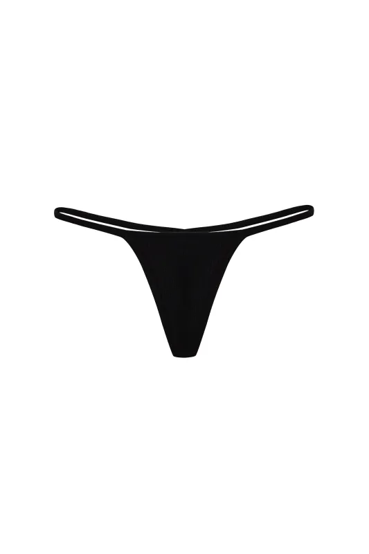 Tencel Rib Micro Thong Black NEW VERSION made by Fashion Brand Company