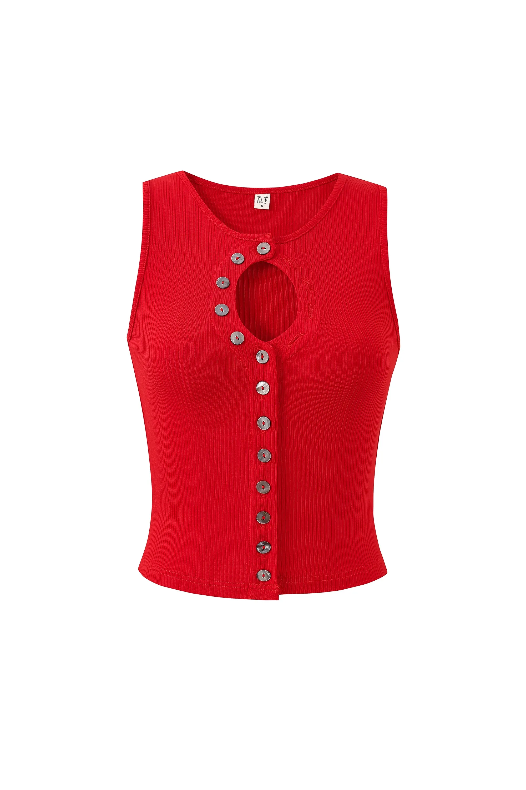 Unbuttoned Tencel Rib Tank Top Maraschino sold by Fashion Brand Company
