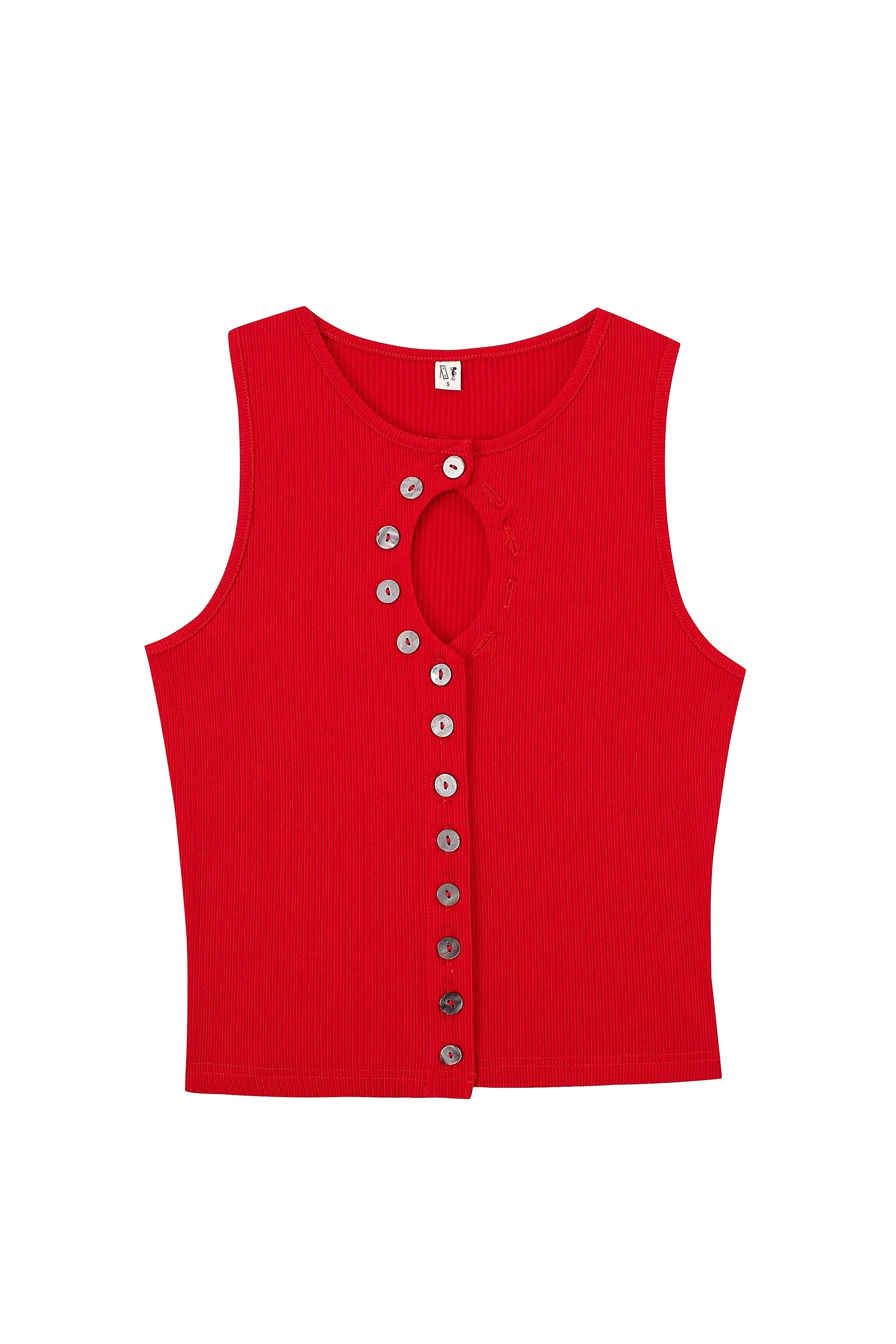 Unbuttoned Tencel Rib Tank Top Maraschino sold by Fashion Brand Company product image thumbnail 2