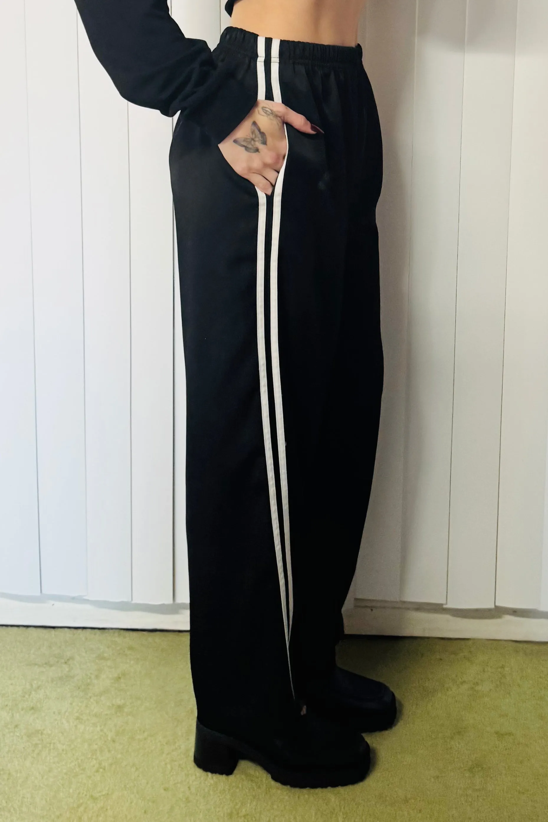 SAMPLE #775 - S Black Satin Track Pants sold by Fashion Brand Company product image thumbnail 2