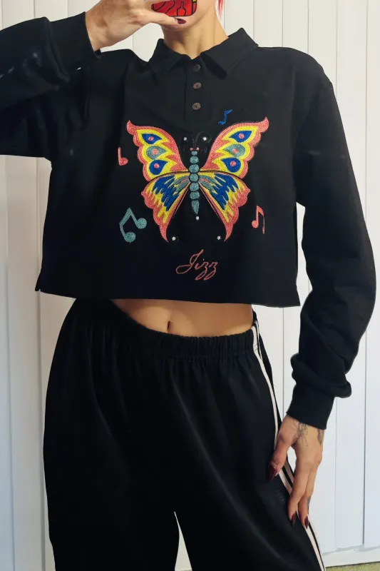 SAMPLE #774 - S Jizz Butterfly Polo Sweatshirt made by Fashion Brand Company