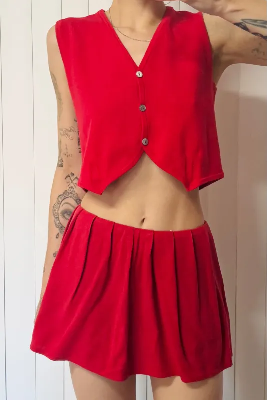 SAMPLE #764 - S Red 3 Button Down Vest made by Fashion Brand Company