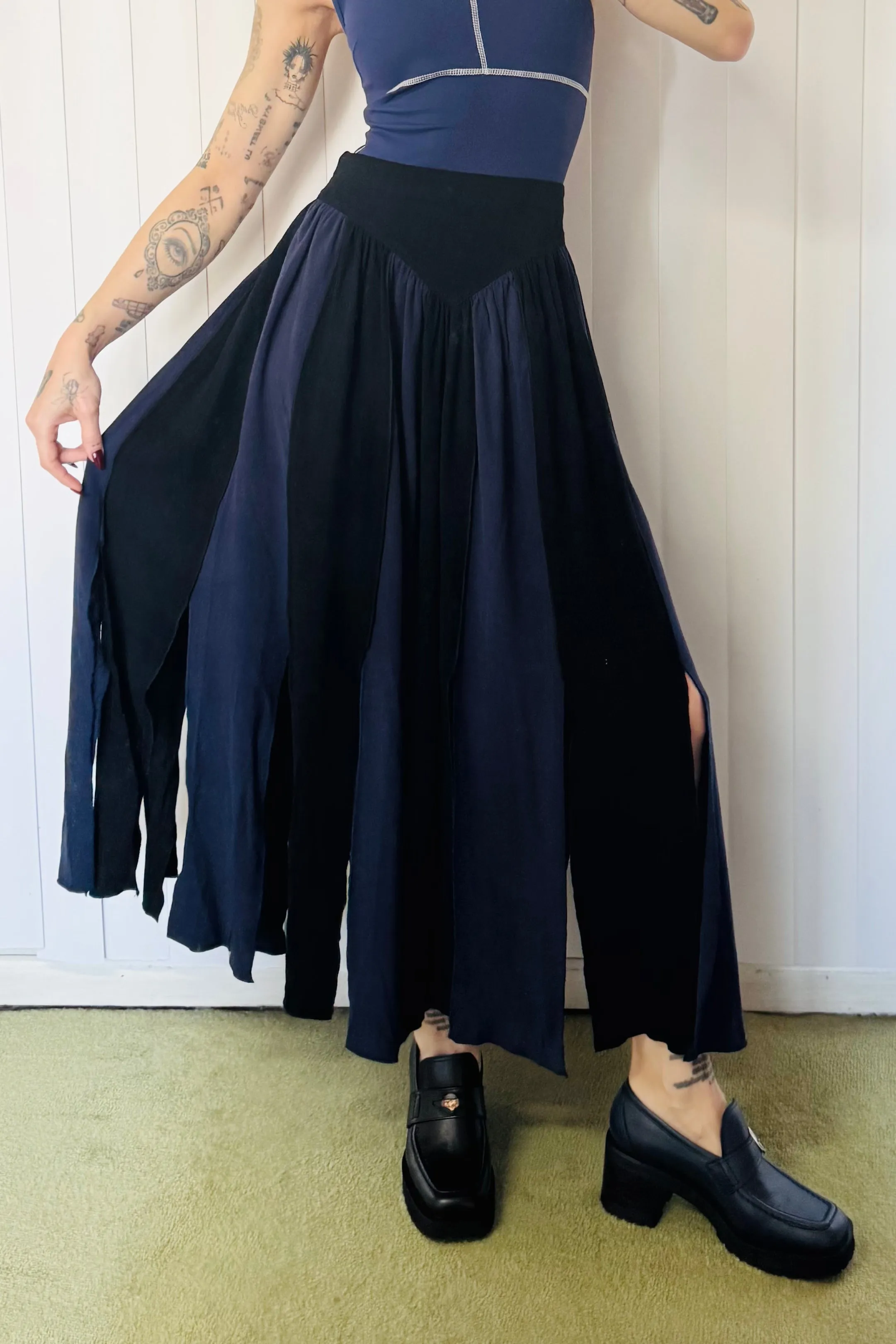 SAMPLE #676 - S Black Navy Carwash Skirt sold by Fashion Brand Company