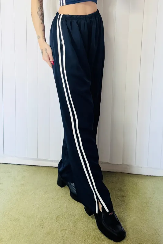 SAMPLE #680 - S Dark Navy Satin Track Pants made by Fashion Brand Company