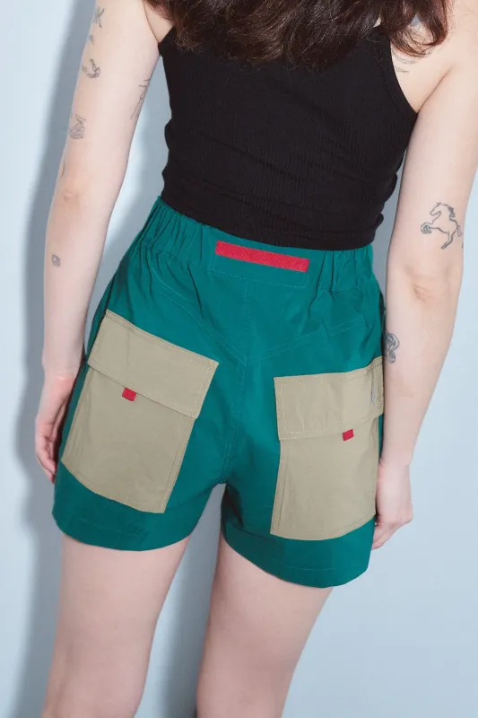 Green Nylon Trail Shorts made by Fashion Brand Company