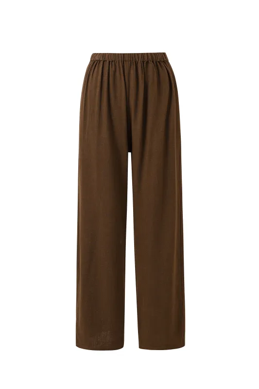 Soft Linen Lazy Pants Brown sold by Fashion Brand Company