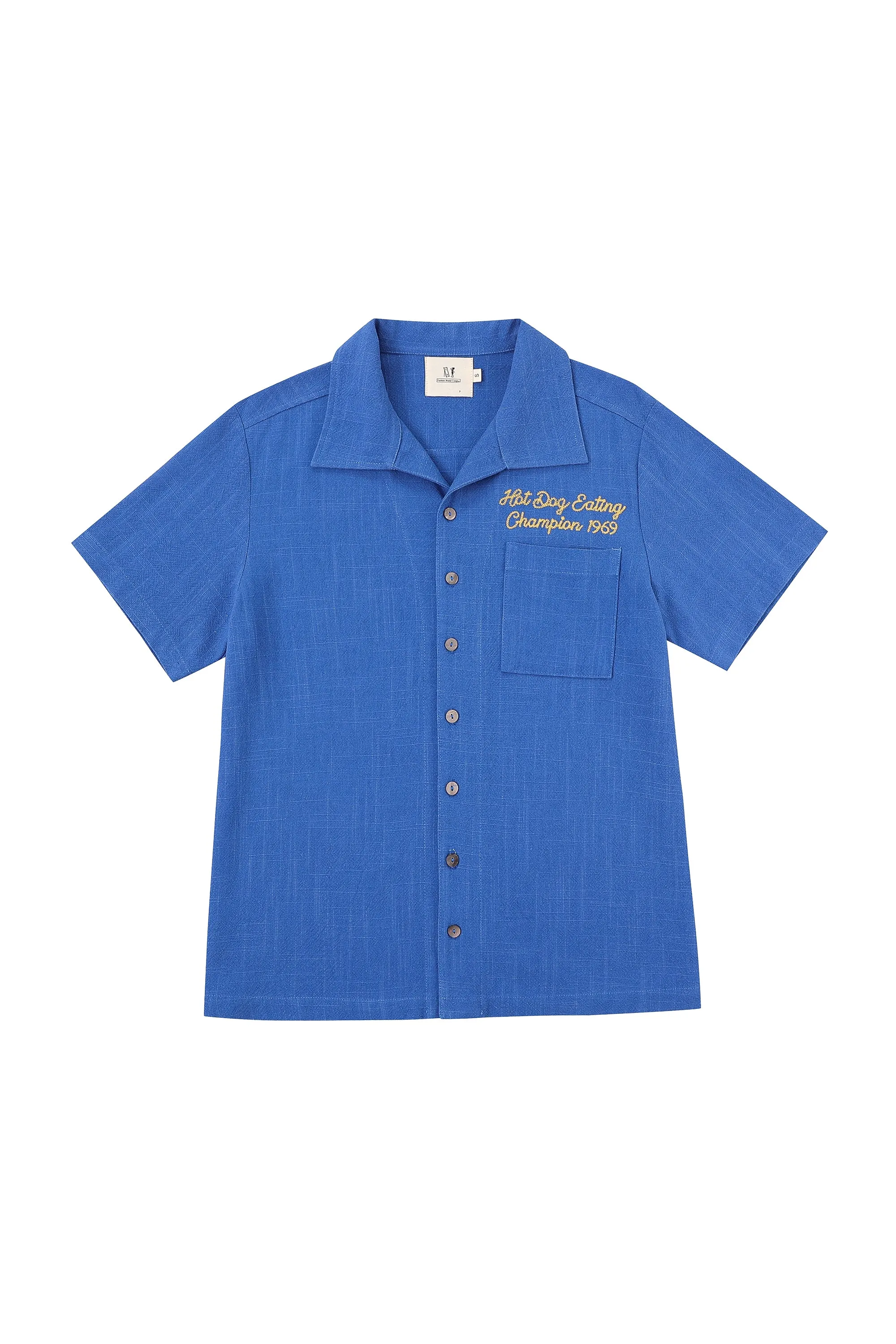 MISTAKE Unisex Hot Dog Eating Champion THICK Linen Bowling Shirt sold by Fashion Brand Company product image thumbnail 2