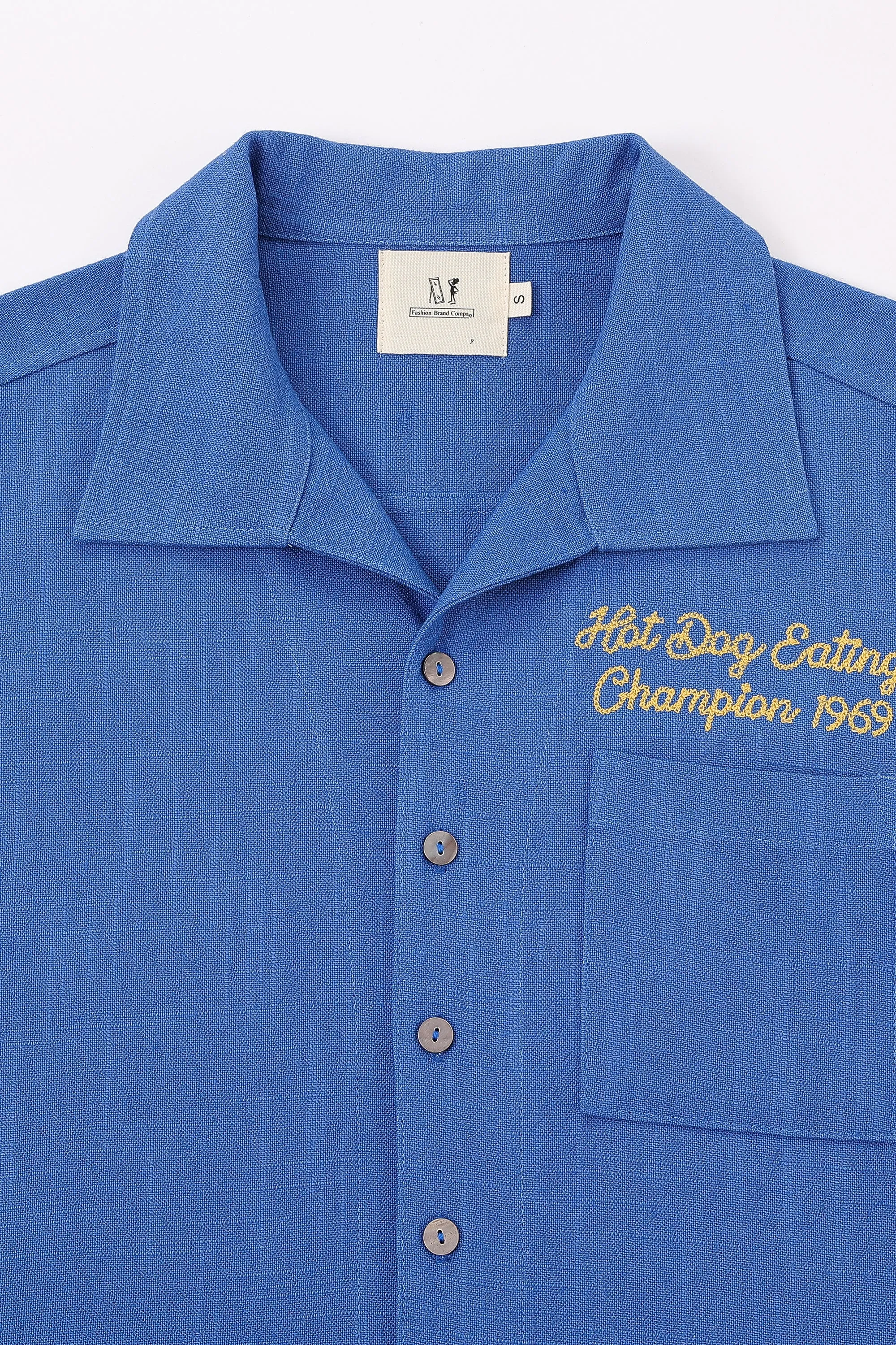 MISTAKE Unisex Hot Dog Eating Champion THICK Linen Bowling Shirt sold by Fashion Brand Company product image thumbnail 3