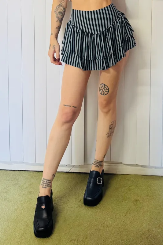 SAMPLE #716 - S Blue Stripe Ruffle Skort made by Fashion Brand Company