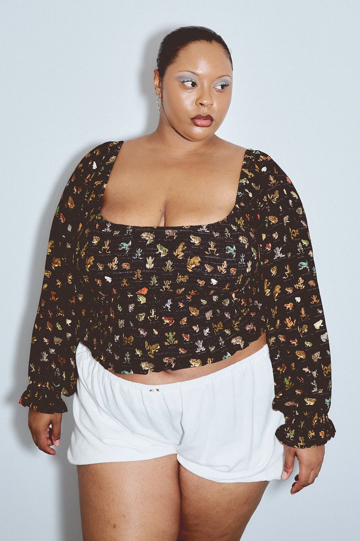 Long Sleeve Smocked Soft Linen Blouse Favorite Frogs sold by Fashion Brand Company