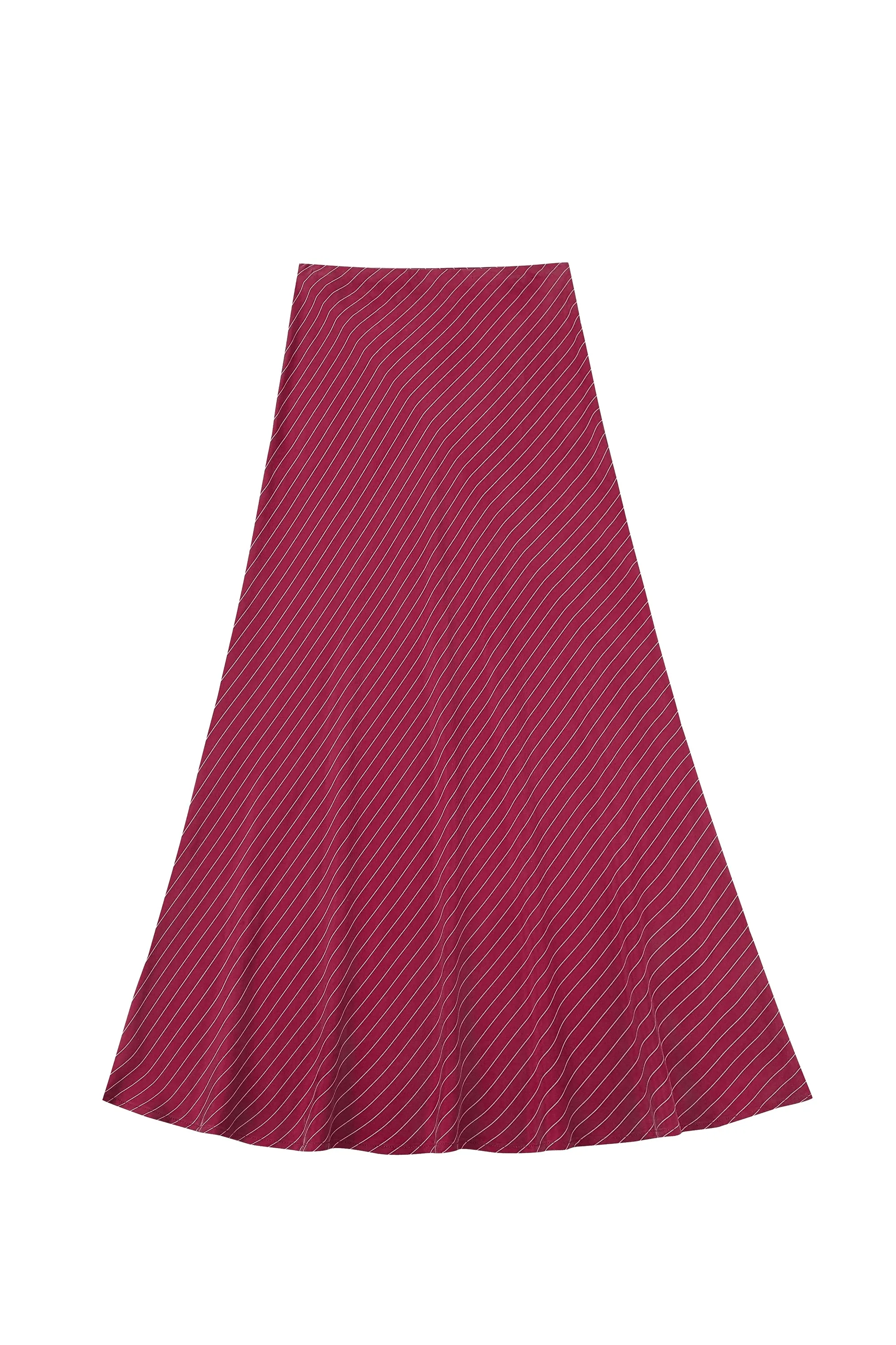 Office Bias Cut Skirt Tencel Stripe Maroon sold by Fashion Brand Company product image thumbnail 2