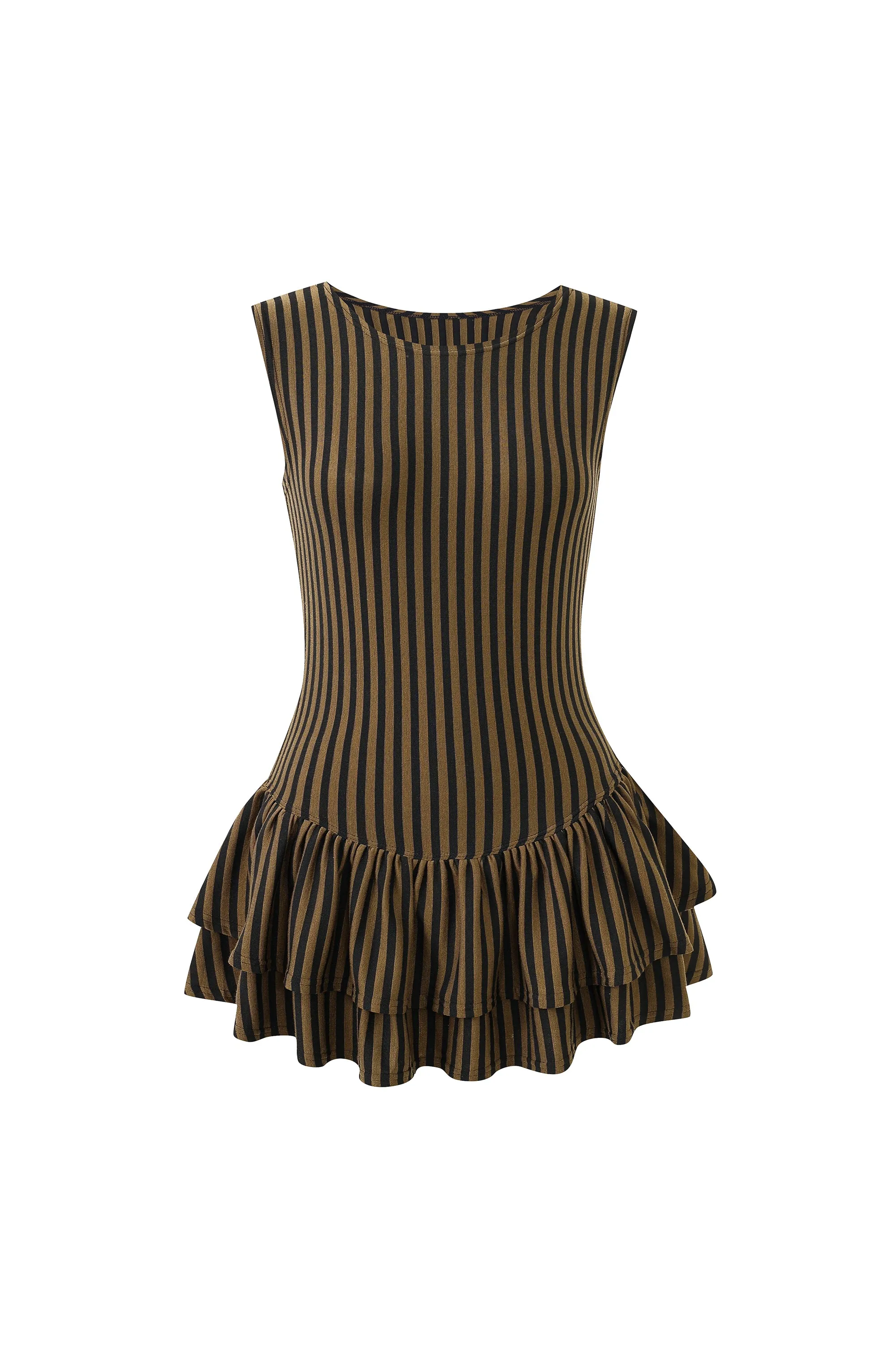 Brown Stripe Tencel/Wool Blend Mini Romper sold by Fashion Brand Company
