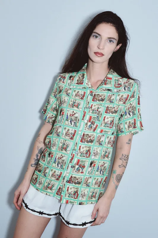 Unisex Linen Bowling Shirt Sex House made by Fashion Brand Company