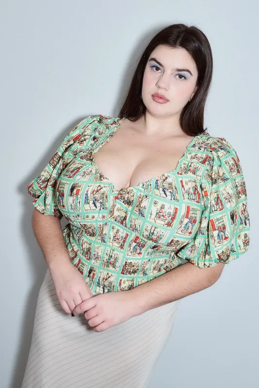 Sex House Soft Linen Sweetheart Smocked Blouse made by Fashion Brand Company