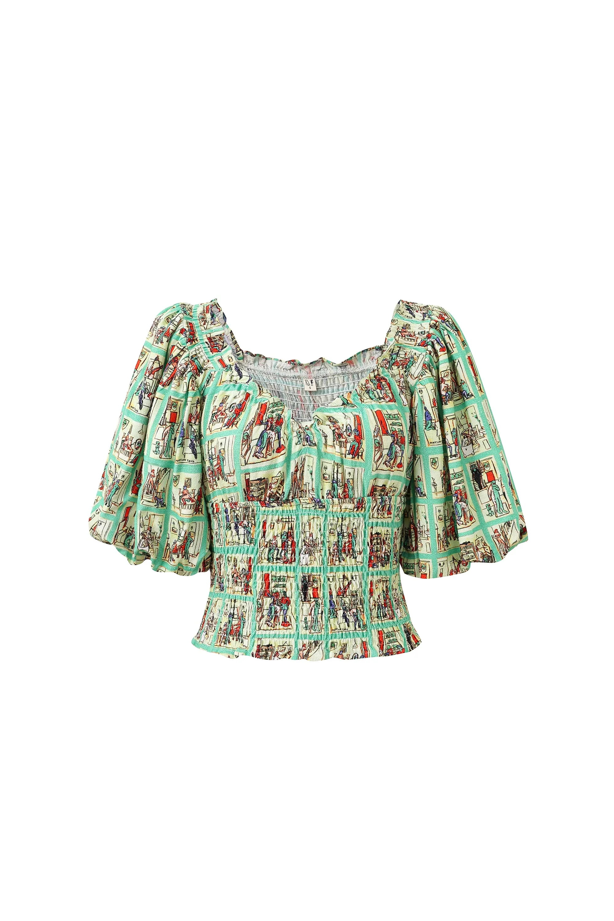 Sex House Soft Linen Sweetheart Smocked Blouse sold by Fashion Brand Company product image thumbnail 3