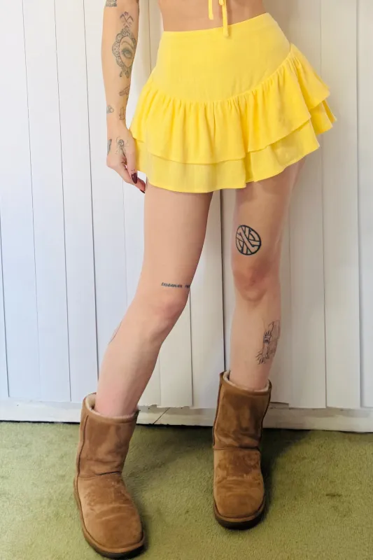 SAMPLE #673 - S Yellow Linen Skort made by Fashion Brand Company