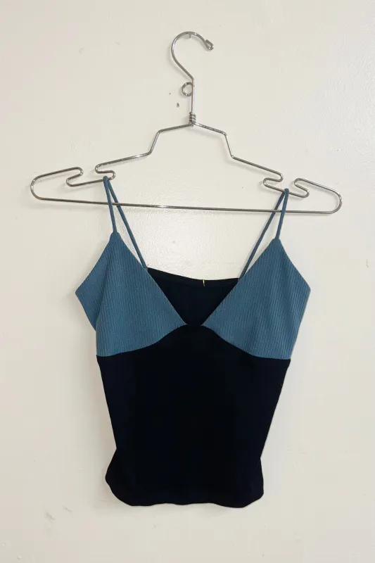 SAMPLE #769 - S Black and Blue Tencel Tank made by Fashion Brand Company
