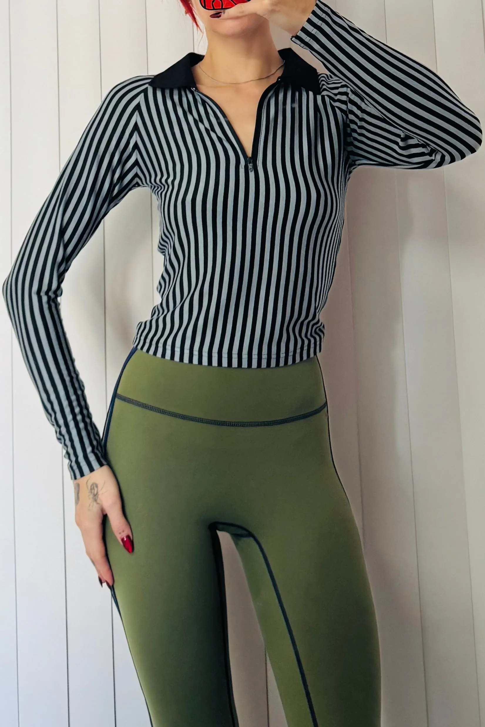 SAMPLE #688 - S Blue Stripe Polo Long Sleeve Top sold by Fashion Brand Company product image thumbnail 2