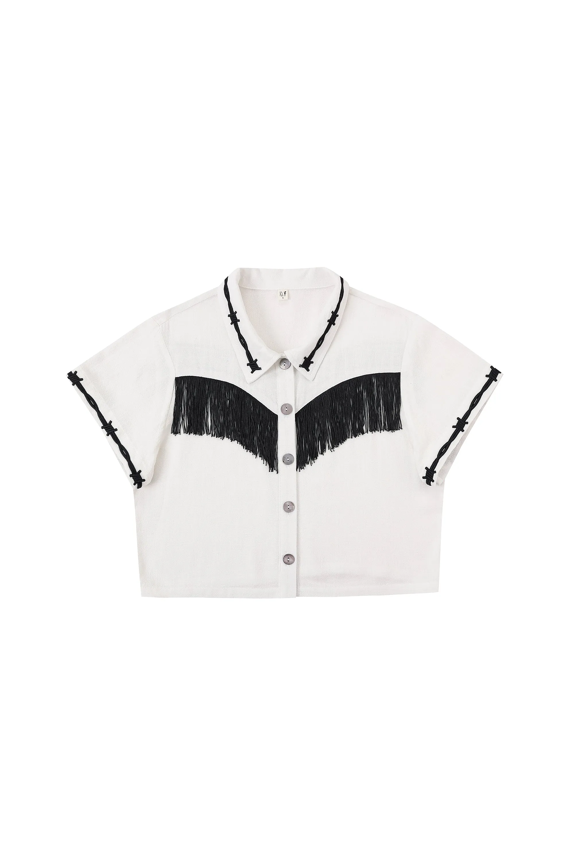 Soft Linen Pammy Fringe Blouse White sold by Fashion Brand Company product image thumbnail 2