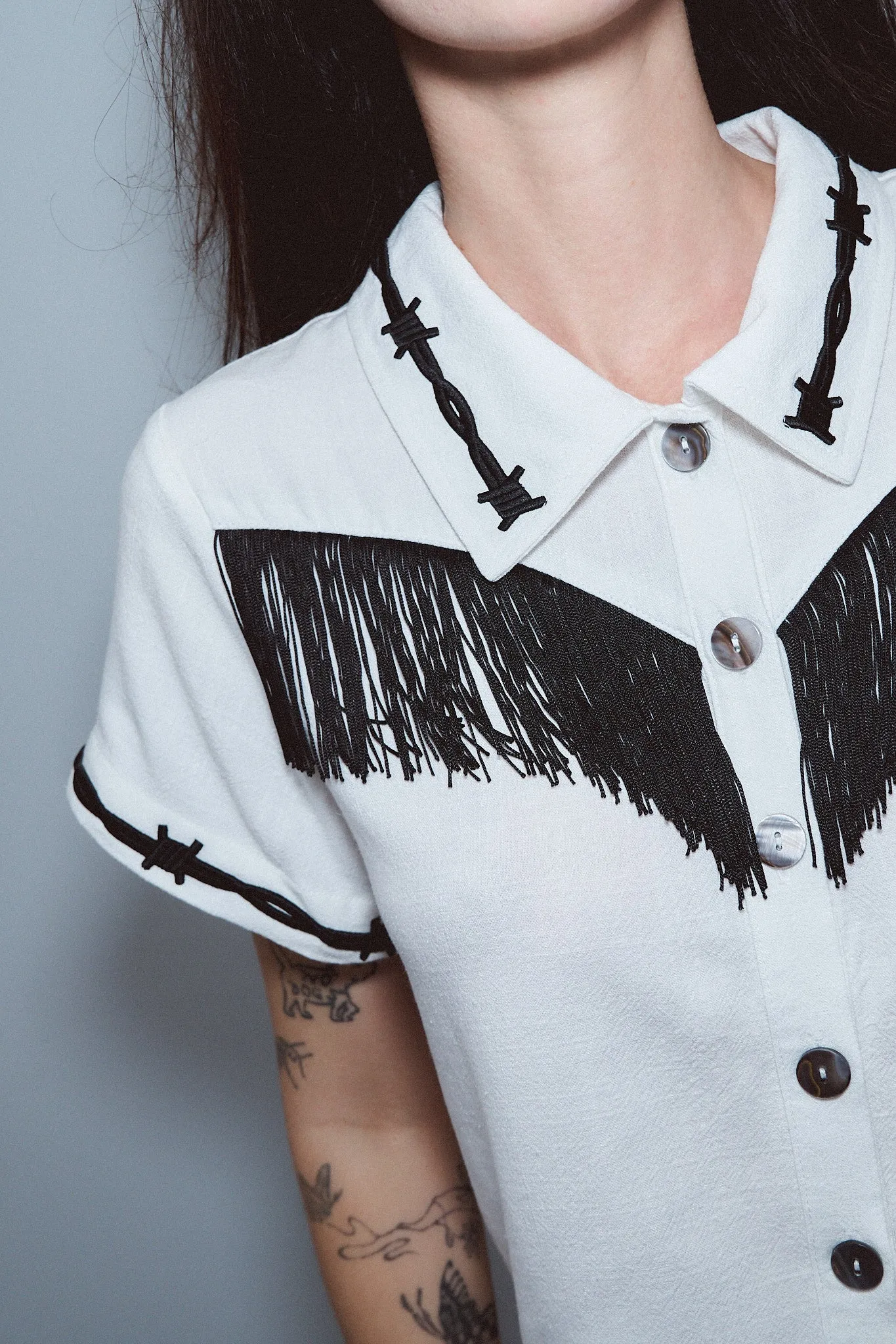 Soft Linen Pammy Fringe Blouse White sold by Fashion Brand Company product image thumbnail 5