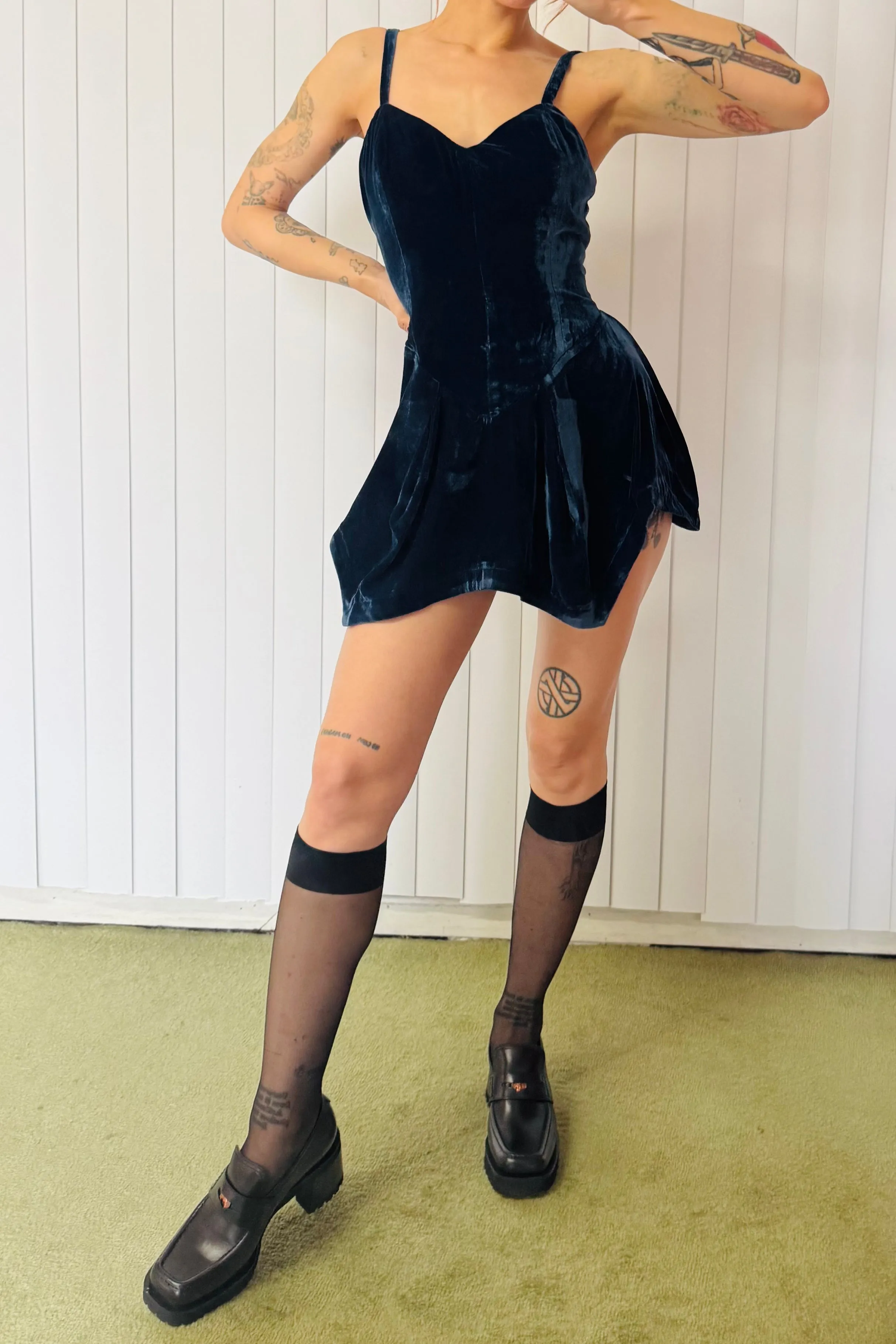 SAMPLE #814 - S Blue Velvet Leaf Fairyi Dress sold by Fashion Brand Company