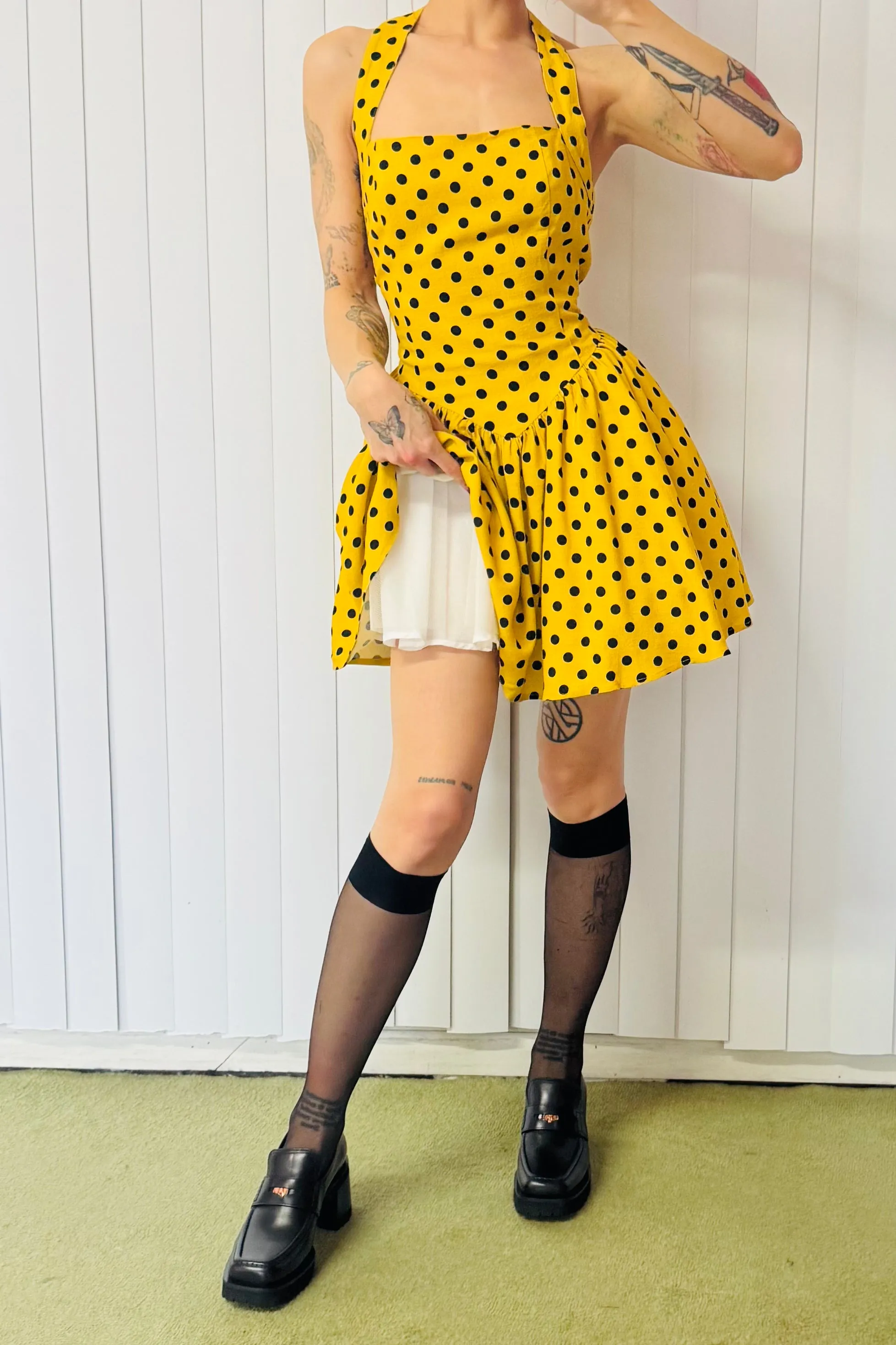 SAMPLE #816 - S Yellow Polka Dot Halter Neck Dress sold by Fashion Brand Company product image thumbnail 2