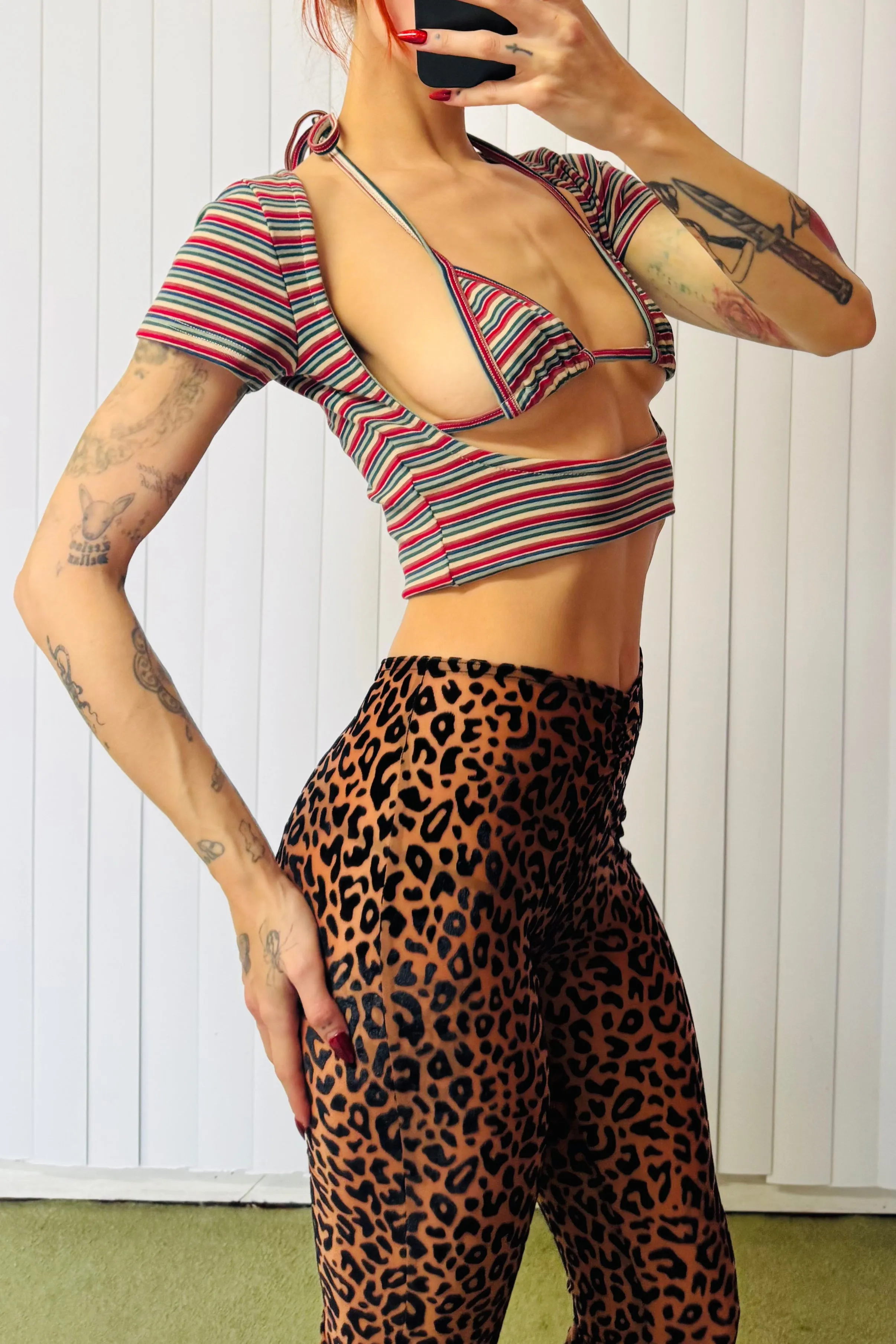 SAMPLE #821 - S Red Stripe Cotton Bikini Crop Top sold by Fashion Brand Company product image thumbnail 2