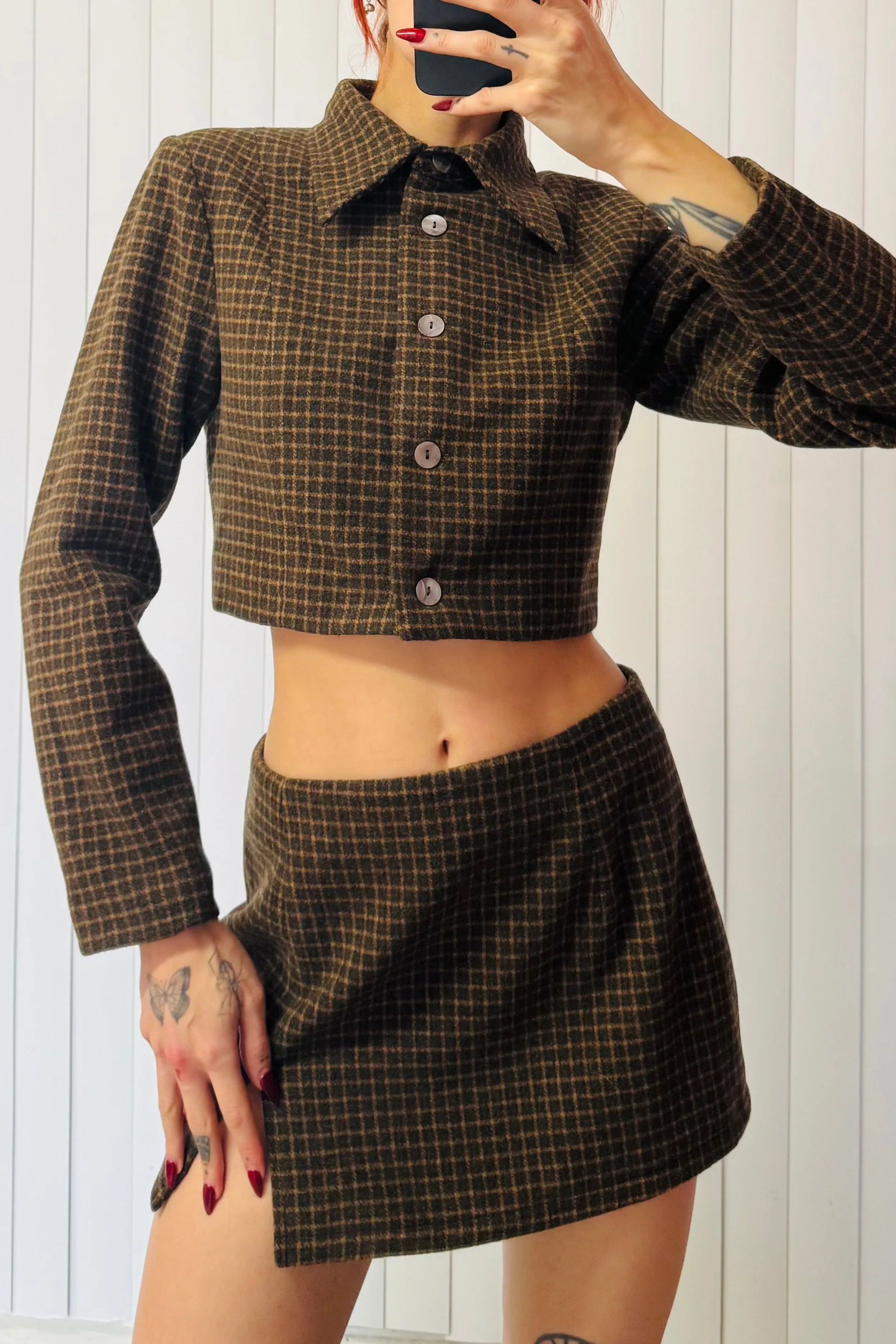 SAMPLE #823 - S Green Wool Plaid Blazer sold by Fashion Brand Company