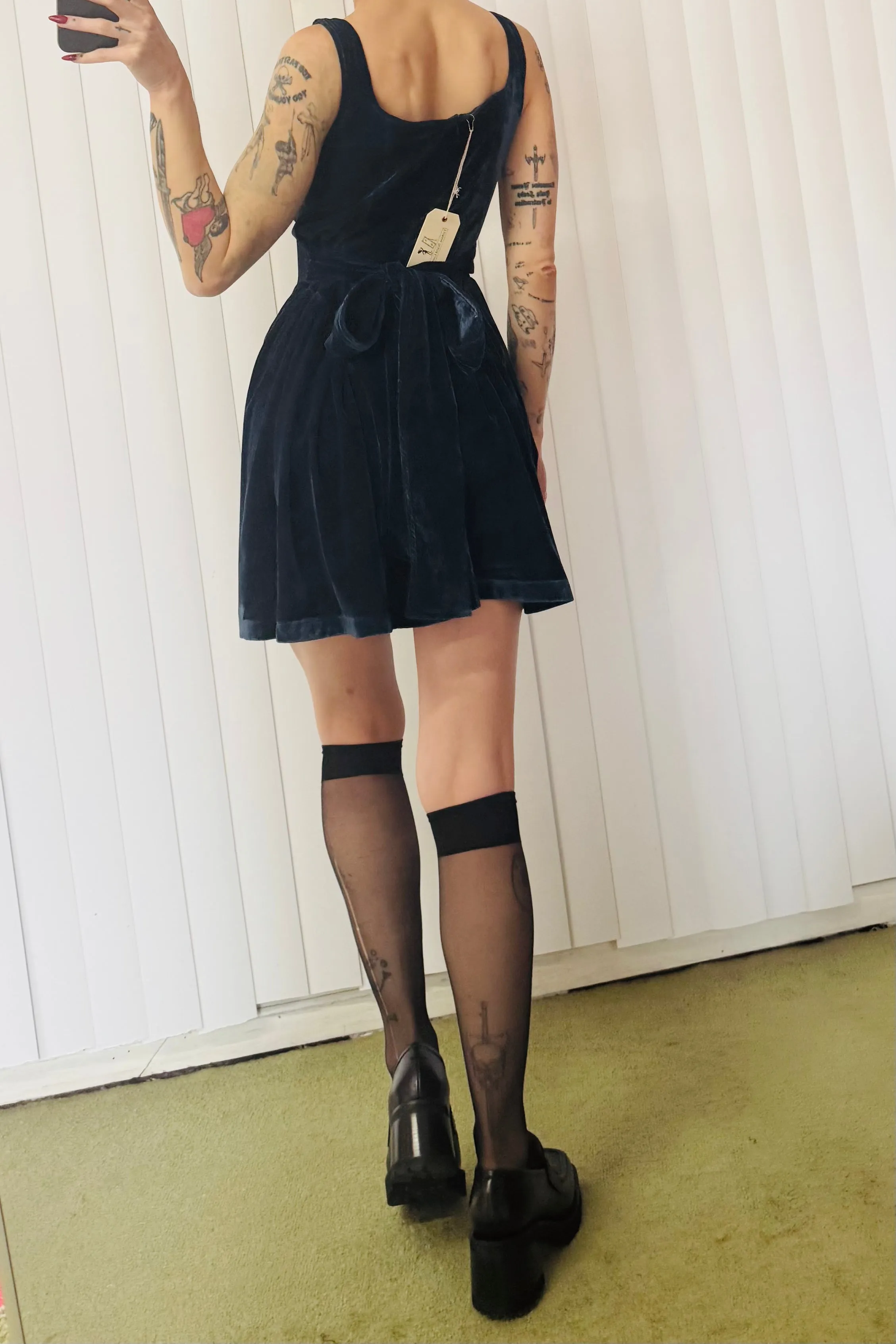 SAMPLE #806 - S Blue Velvet Mini Dress sold by Fashion Brand Company product image thumbnail 3