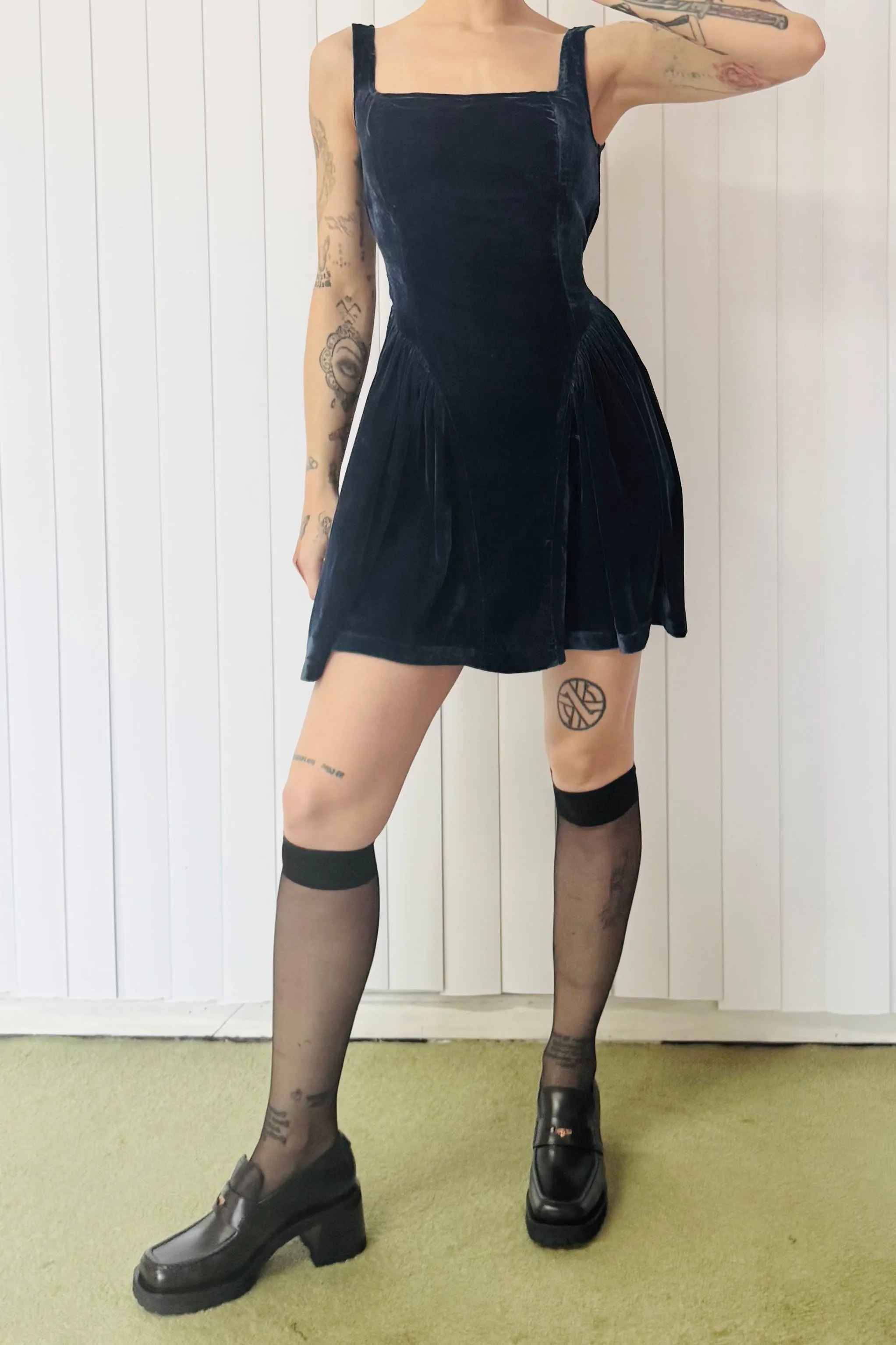 SAMPLE #806 - S Blue Velvet Mini Dress sold by Fashion Brand Company product image thumbnail 2